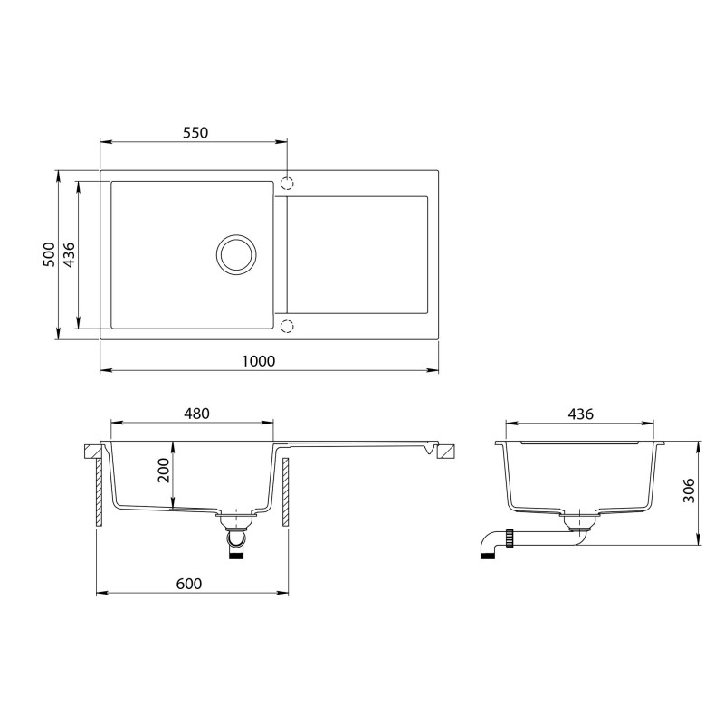 SET kuhinjskega korita in armature TESA103-MATENO