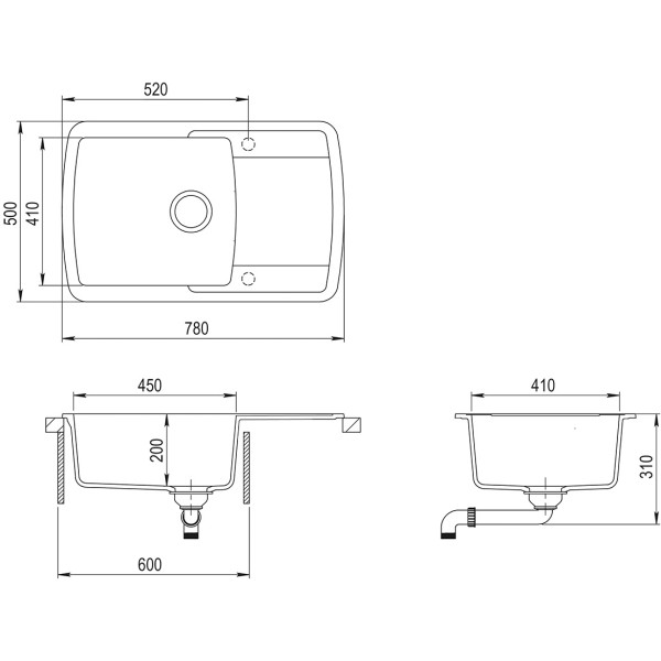 Kuhinjsko korito LIRA SQL101P