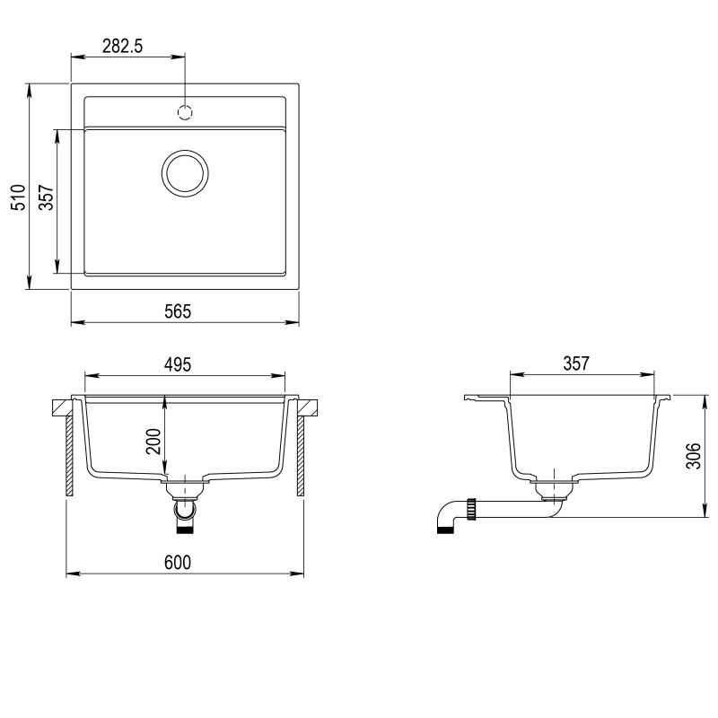 SET kuhinjskega korita in armature QUADRO100FE