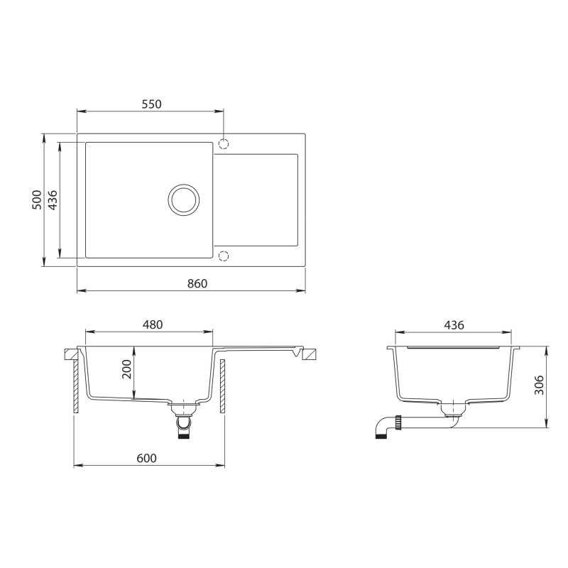 SET kuhinjskega korita in armature TESA104-MATENO