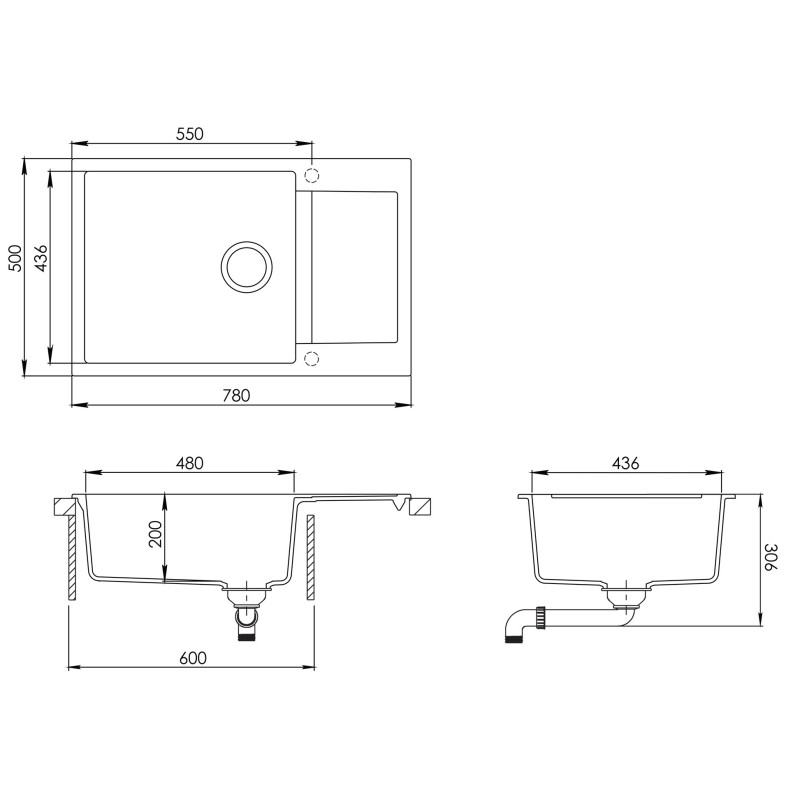 SET kuhinjskega korita in armature TESA105-MATENO